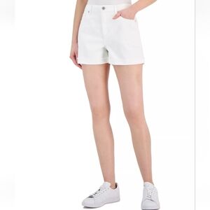 INC INTERNATIONAL CONCEPTS White High Rise Cuffed Distressed Denim Shorts NWT